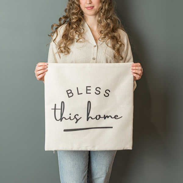 BLESS THIS HOME PILLOW COVER · PROVERBS 24:3-4