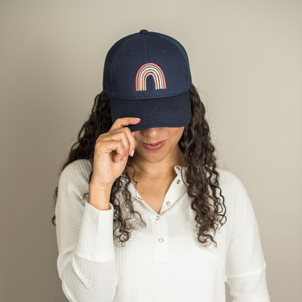 Woman wearing better days hat