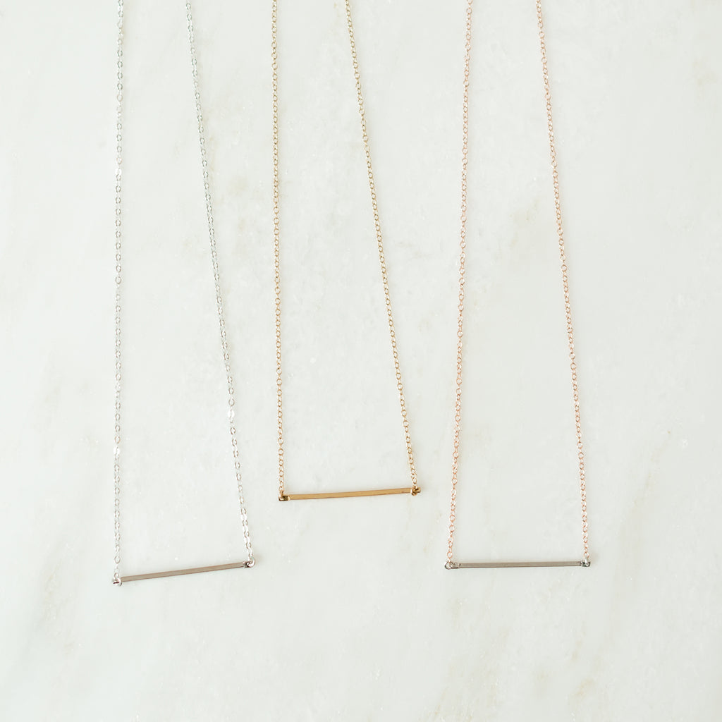 Path gold and silver bar necklaces