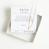 Small gold cross necklace and faith verse card