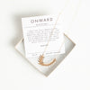 Onward gold necklace with brass fishtail chain and verse card