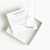 Harvest gold bead necklace and verse card