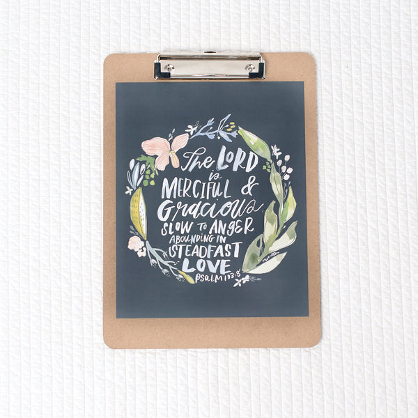 Psalm 103 art print on clipboard